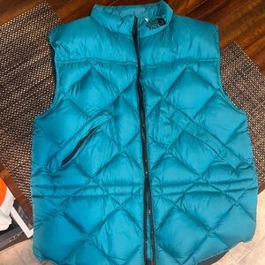 North Face Women's Puffer Vest Teal Zip-up